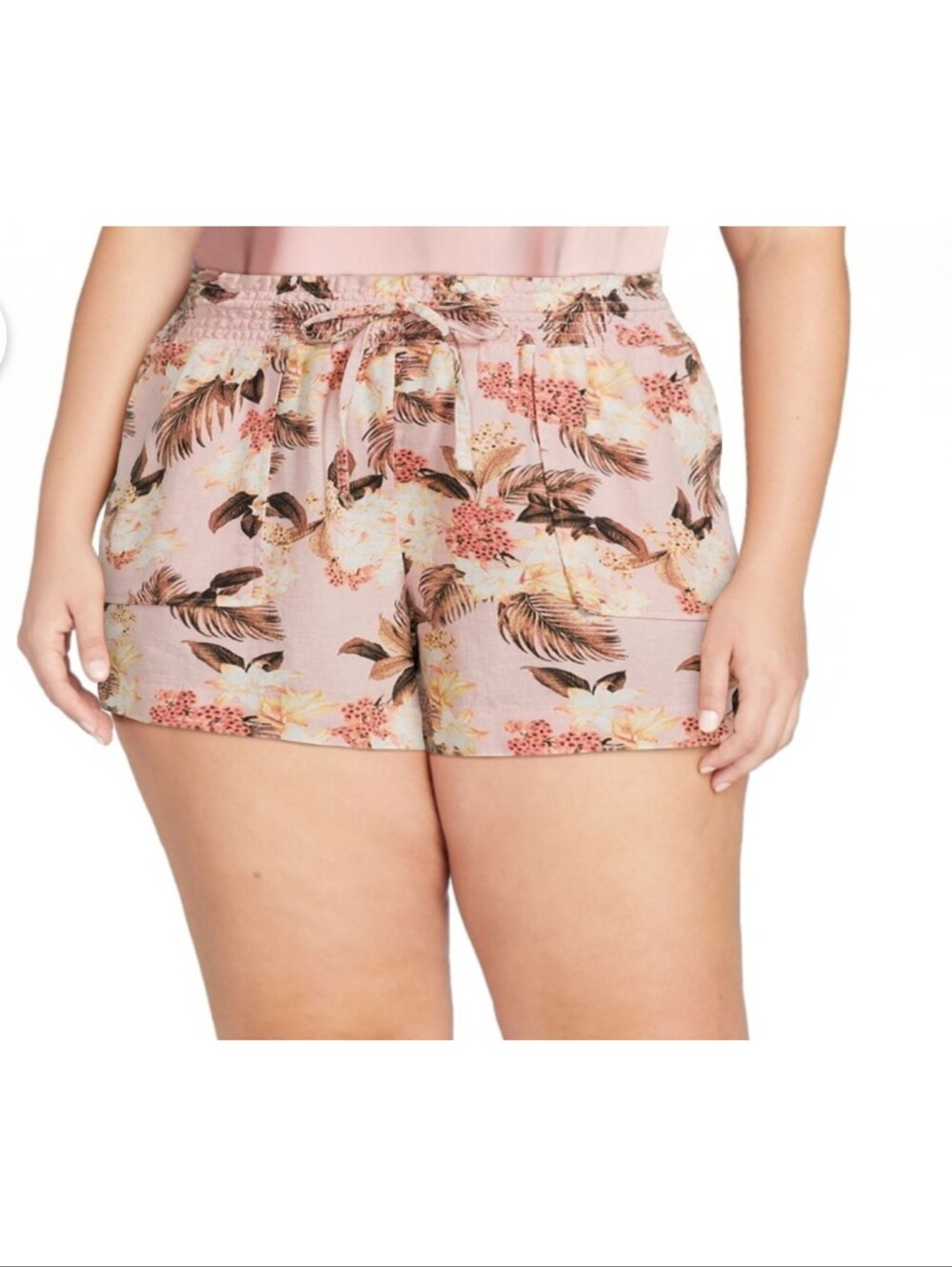 Time And Tru Linen Blend Pull On Shorts Blush Pink Size XXL (20)